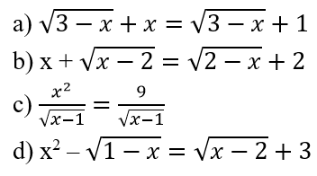 Giải các phương trình √(3-x) + x = √(3-x) + 1 | Giải bài tập Toán 10