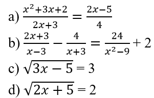 Giải các phương trình x^2 + 3x + 2 / 2x + 3 = 2x - 5 / 4 | Giải bài tập Toán 10
