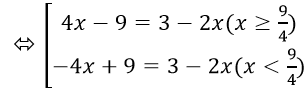 Giải các phương trình |4x - 9| = 3 – 2x | Giải bài tập Toán 10