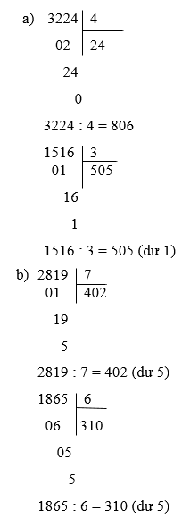 Giải Toán 3 Chia số có bốn chữ số với số có một chữ số (tiếp theo) trang 119 | Giải bài tập Toán lớp 3
