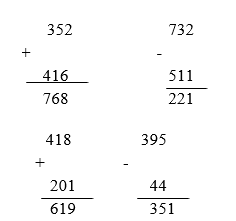Giải Toán 3 Cộng, trừ các số có ba chữ số (không nhớ)  trang 4 | Giải bài tập Toán lớp 3