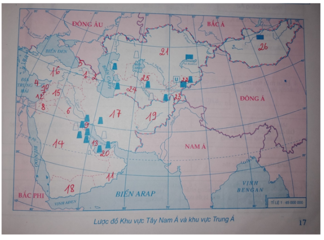 Tập bản đồ Địa Lí 10 Bài 5: Tiết 3: Một số vấn đề của khu vực Tây Nam Á và khu vực Trung Á | Giải tập bản đồ địa lí lớp 10