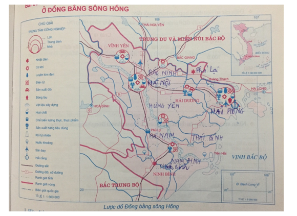 Tập bản đồ Địa Lí 12 Bài 33: Vấn đề chuyển dịch cơ cấu kinh tế theo ngành ở Đồng bằng sông Hồng | Giải tập bản đồ Địa Lí lớp 12