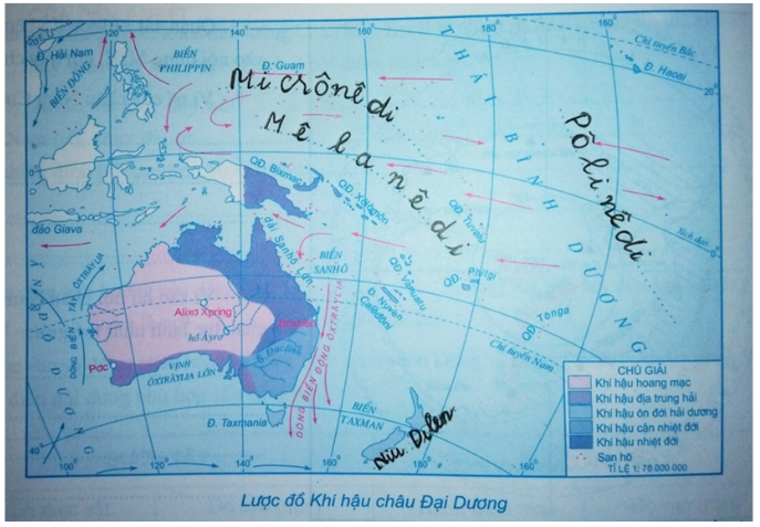 Tập bản đồ Địa Lí 7 Bài 48: Thiên nhiên châu Đại Dương | Giải tập bản đồ Địa Lí 7