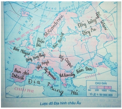 Tập bản đồ Địa Lí 7 Bài 51: Thiên nhiên châu Âu | Giải tập bản đồ Địa Lí 7