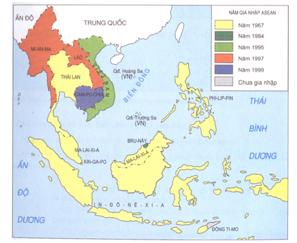 Tập bản đồ Địa Lí 8 Bài 17: Hiệp hội các nước Đông Nam Á (ASEAN) | Giải tập bản đồ Địa Lí lớp 8