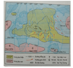 Tập bản đồ Địa Lí 8 Bài 4: Thực hành: Phân tích hoàn lưu gió mùa ở châu Á | Giải tập bản đồ Địa Lí lớp 8