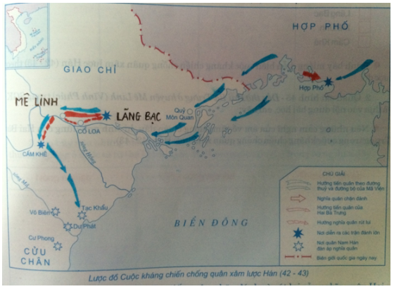 Tập bản đồ Lịch Sử 6 Bài 18: Trưng Vương và cuộc kháng chiến chống quân xâm lược Hán | Giải tập bản đồ Lịch Sử lớp 6