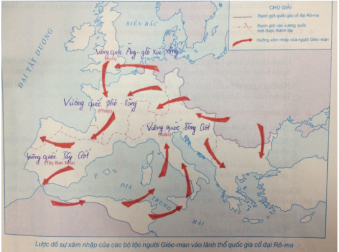 Tập bản đồ Lịch Sử 7 Bài 1: Sự hình thành và phát triển của xã hội phong kiến ở châu Âu | Giải tập bản đồ Lịch Sử lớp 7