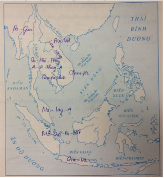Tập bản đồ Lịch Sử 7 Bài 6: Các quốc gia phong kiến Đông Nam Á | Giải tập bản đồ Lịch Sử lớp 7