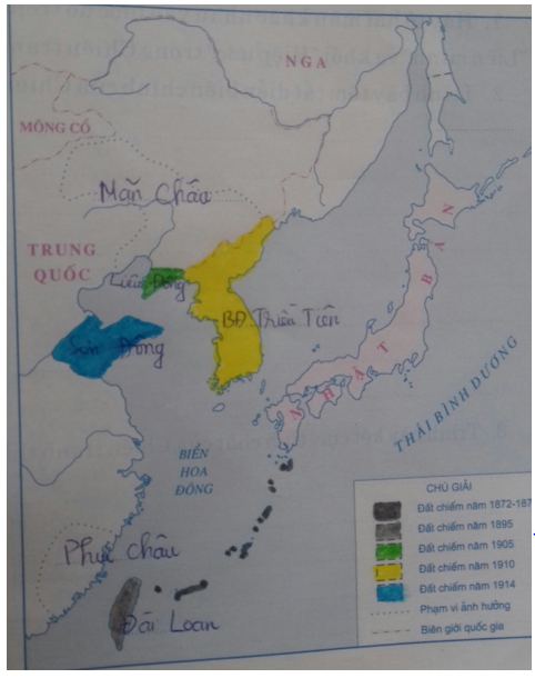Tập bản đồ Lịch Sử 8 Bài 12: Nhật Bản giữa thế kỉ 19 - đầu thế kỉ 20 | Giải tập bản đồ Lịch Sử lớp 8
