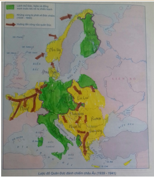 Tập bản đồ Lịch Sử 8 Bài 21: Chiến tranh thế giới thứ hai (1939 - 1945) | Giải tập bản đồ Lịch Sử lớp 8