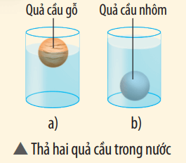 Hai quả cầu có thể tích bằng nhau, làm bằng gỗ và nhôm được thả vào nước. Giải thích