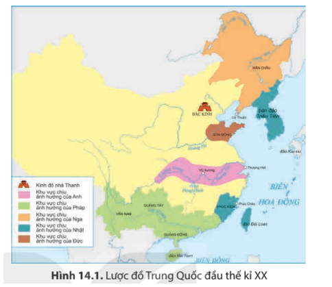 Khai thác lược đồ hình 14.1 và thông tin trong mục, hãy mô tả quá trình các nước đế quốc xâm lược Trung Quốc