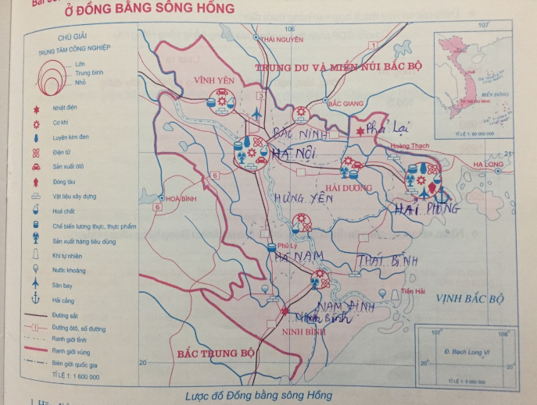 Tập bản đồ Địa Lí 12 Bài 33 (Ngắn nhất): Vấn đề chuyển dịch cơ cấu kinh tế theo ngành ở Đồng bằng sông Hồng