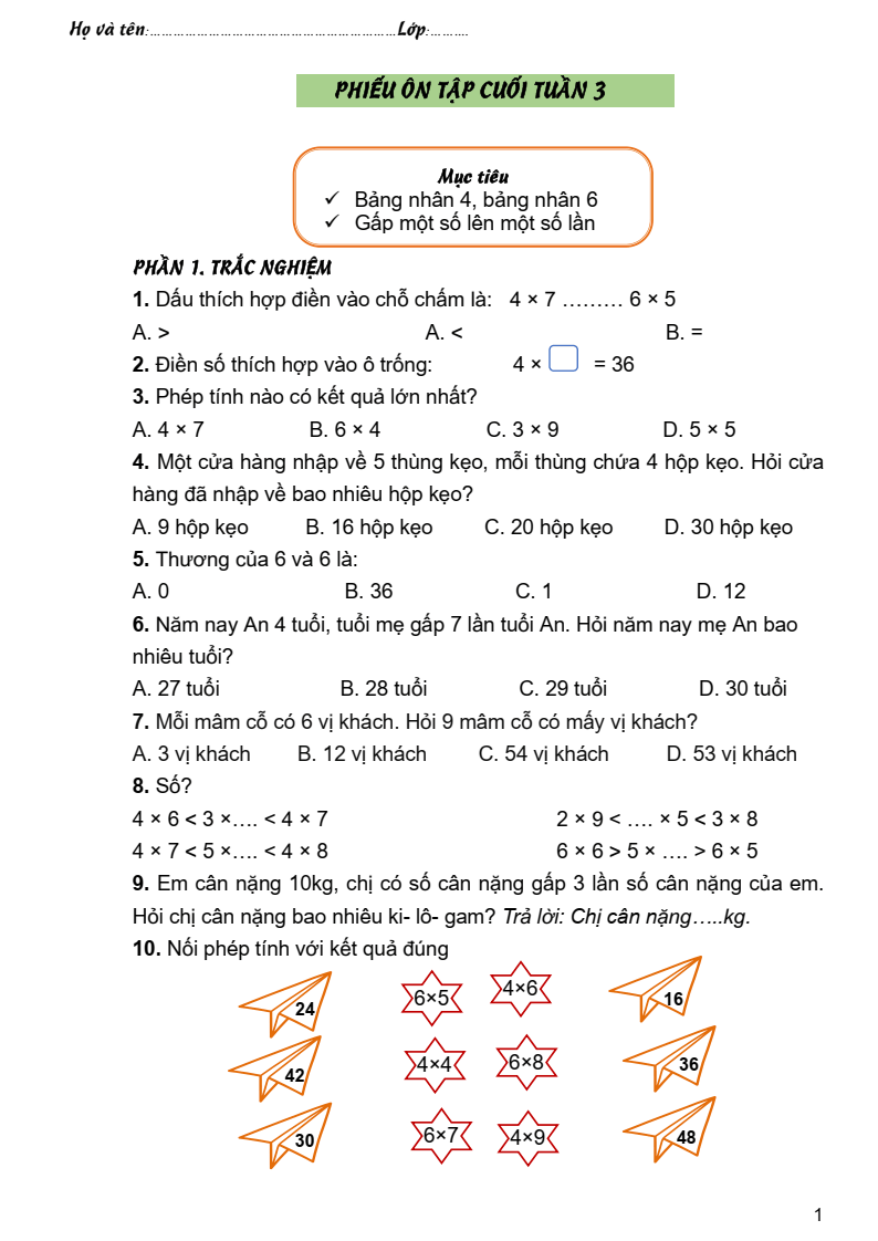 Bài tập cuối tuần Toán lớp 3 Cánh diều (cả năm) | Đề kiểm tra cuối tuần Toán lớp 3 Học kì 1, Học kì 2