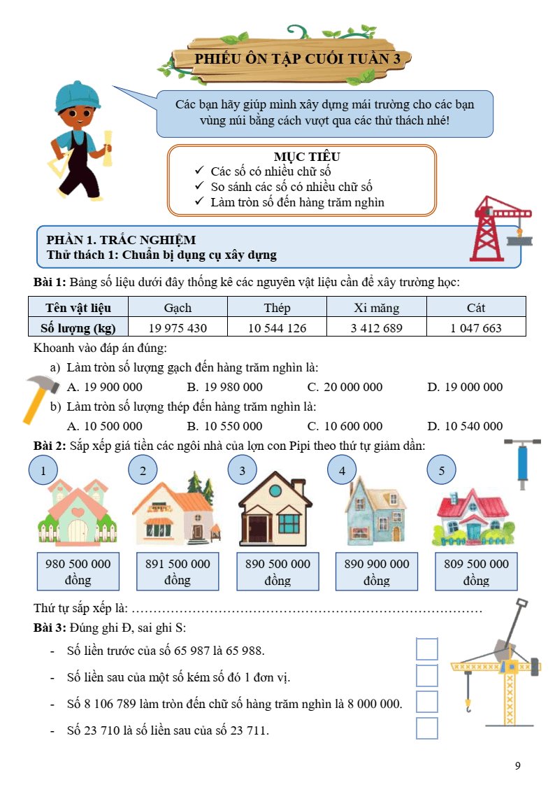 Bài tập cuối tuần Toán lớp 4 Cánh diều (có đáp án)