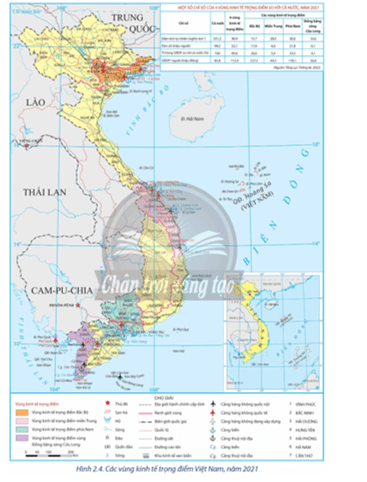 Dựa vào hình 2.4 và thông tin trong bài, hãy: Nêu và giải thích quá trình hình thành vùng kinh tế trọng điểm 