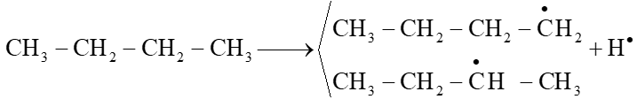 Viết công thức của các gốc tự do có thể sinh ra từ butane khi phân cắt một liên kết C – H