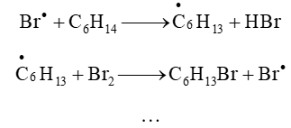 Viết phương trình hoá học của phản ứng giữa hexane với nước bromine