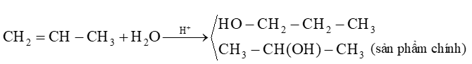 Cho các phản ứng sau Propene phản ứng với H2O (có xúc tác acid)