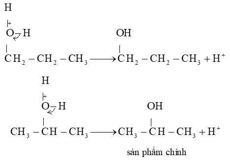 Viết phương trình hoá học của phản ứng cộng nước của propene (xúc tác H+)