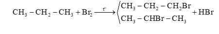 Khi monobromine hoá propane, thu được hai sản phẩm là 2 – bromopropane và 1 – bromopropane