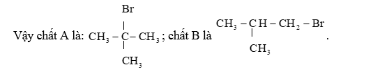 Cho sơ đồ phản ứng: Viết công thức cấu tạo của A và B, biết A là sản phẩm chính