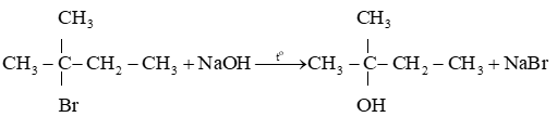 Viết phương trình hoá học của phản ứng thuỷ phân 2 – bromo – 2 – methylbutane