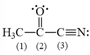Các nguyên tử carbon (1), (2), (3) trong hình bên ở những trạng thái lai hóa nào?