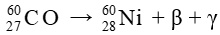 60CO27 được dùng trong phương pháp xạ trị dựa theo phản ứng sau đây