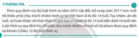 Cho biết người phạm tội dưới 13 tuổi có phải chịu trách nhiệm hình sự không? Giải thích vì sao?