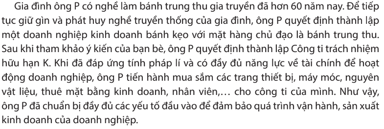 Cho biết quy trình hoạt động của Công ti K kể từ khi ông P chính thức thành lập công ti