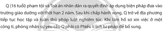 Trong phiếu lí lịch tư pháp của Q có được xóa án tích không? Vì sao?