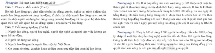 Em hãy làm rõ đối tượng điều chỉnh của pháp luật lao động trong thông tin trên