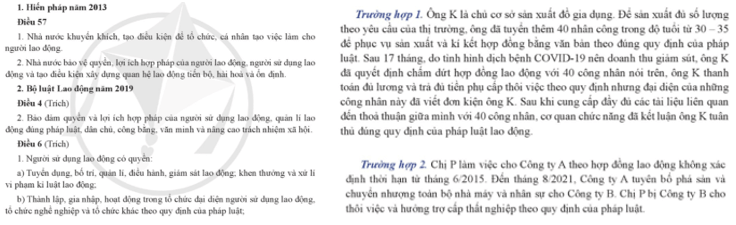 Từ thông tin em hãy nhận xét việc làm của ông K trong trường hợp 1 và quyết định