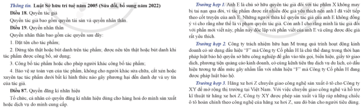 Từ thông tin và trường hợp 1 anh E và anh I có quyền và nghĩa vụ gì khi là tác giả của tác phẩm