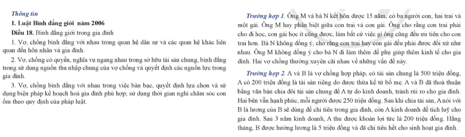 Từ thông tin trên theo em quyền và nghĩa vụ về nhân thân của vợ và chồng