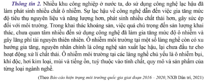 Từ thông tin 2 em hãy cho biết trình độ công nghệ khai thác và chế biến tài nguyên