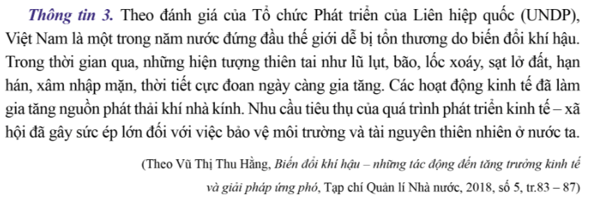 Từ thông tin 3 em hãy làm rõ tác động tiêu cực của phát triển kinh tế đến biến đổi