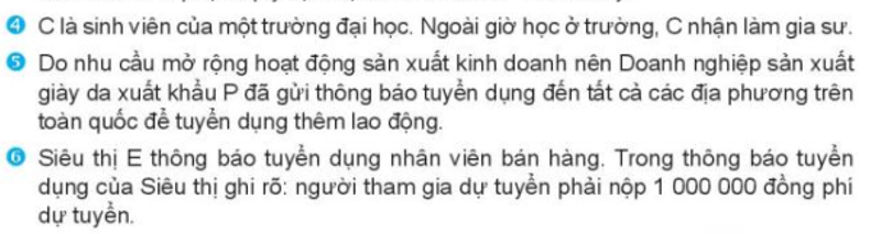 Các thông tin, trường hợp trên thể hiện sự tự do việc làm và tuyển dụng lao động