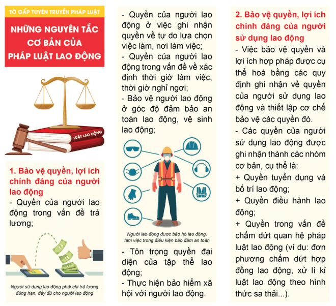 Em hãy thiết kế sản phẩm thể hiện nội dung các nguyên tắc cơ bản của pháp luật lao động