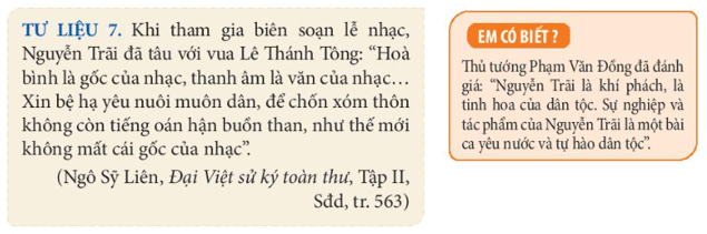 Khai thác Tư liệu 7 và thông tin trong mục giải thích vì sao Nguyễn Trãi (ảnh 1)