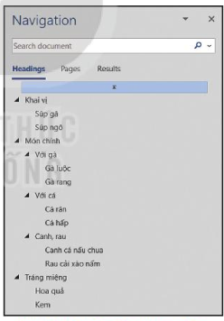 Mở ngăn điều hướng Navigation Pane bằng cách nhấn tổ hợp phím Ctrl + F. Khi ngăn điều hướng hiện ra ở bên trái màn hình soạn thảo