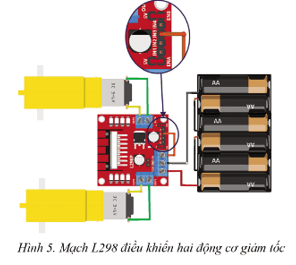 Em hãy kết nối mạch L298 (Hình 5) để điều khiển hai động cơ giảm tốc (ảnh 1)