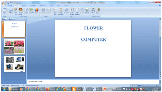 Em hãy tạo slide chính chứa liên kết tới hai file rẽ nhánh FLOWERS và COMPUTERS (ảnh 1)
