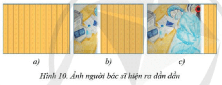 Hình 10 minh hoạ một ảnh động mà khi xem ta thấy một tắm ri đô màu vàng được mở