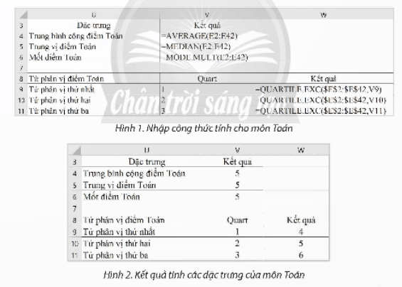 Tính các đặc trưng về độ tập trung của dữ liệu trang 84 Chuyên đề Tin học 12