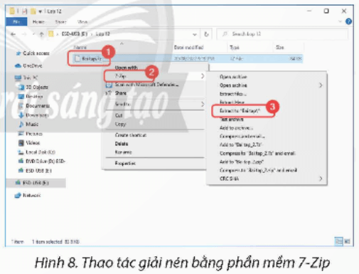 Giải nén dữ liệu có sử dụng mật khẩu bằng phần mềm 7-Zip trang 41 Chuyên đề Tin học 12