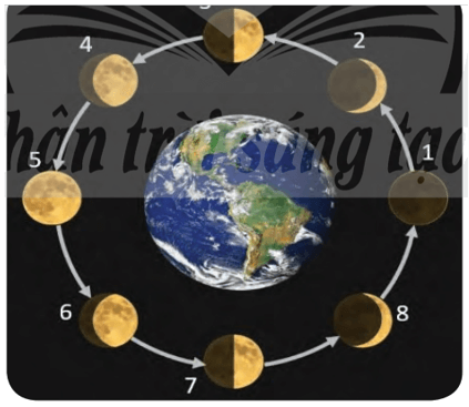 Quan sát hình 5.16 và vẽ hình ảnh quan sát được của Mặt Trăng trên Trái Đất 